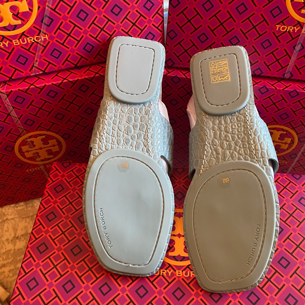 Tory Burch Georgia Soft Croco Sandals - Picture 7 of 8